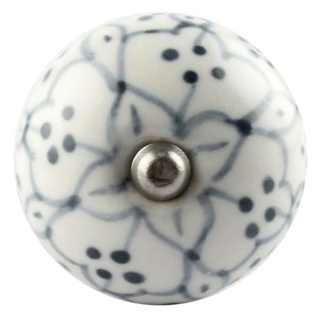 Grey Dotted Ceramic Floral Wine Stopper